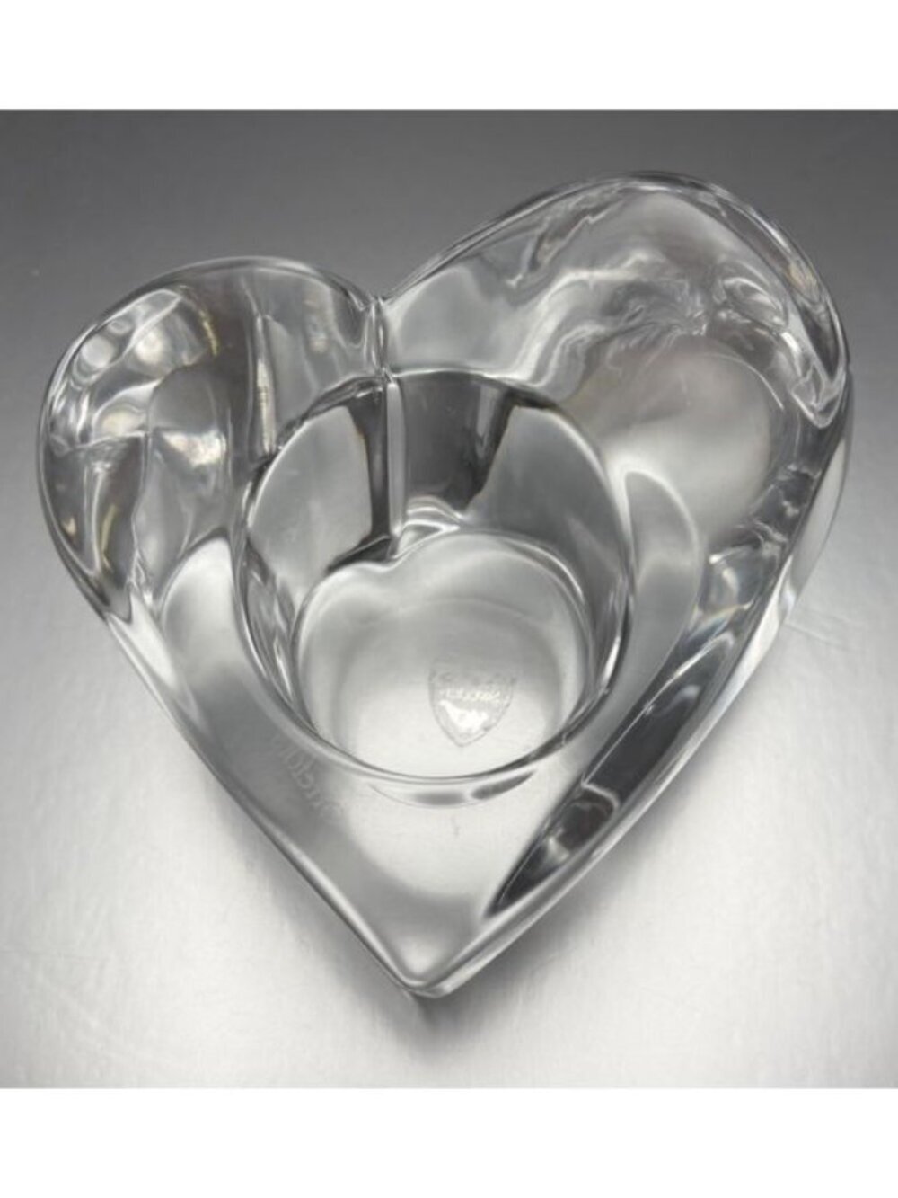 Orrefors Crystal Valentino Heart Votive Tealight Candle Holder 4”x 2.5”